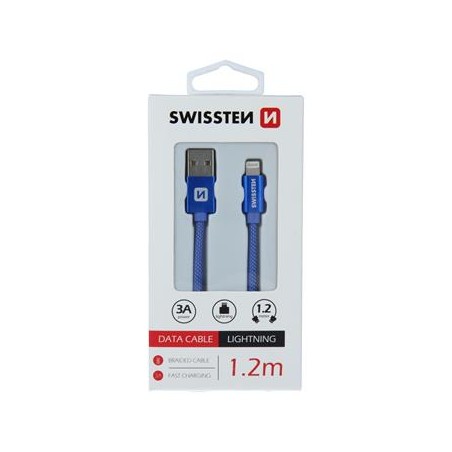 SWISSTEN TEXTILE USB / LIGHTNING 1,2 M BLAUES DATENKABEL