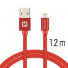 SWISSTEN TEXTILE USB / LIGHTNING 1.2 M RED DATA CABLE