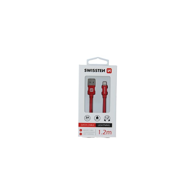 SWISSTEN TEXTILE USB / LIGHTNING 1,2 M ROTES DATENKABEL