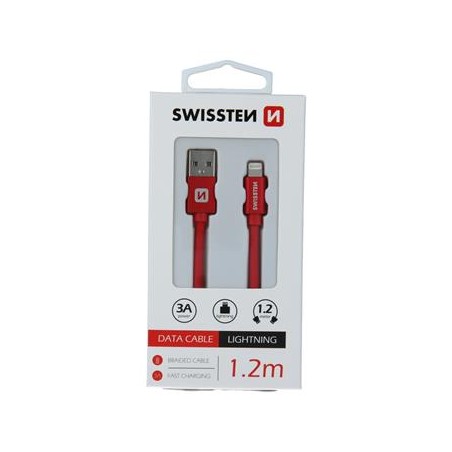 SWISSTEN TEXTILE USB / LIGHTNING 1,2 M ROTES DATENKABEL